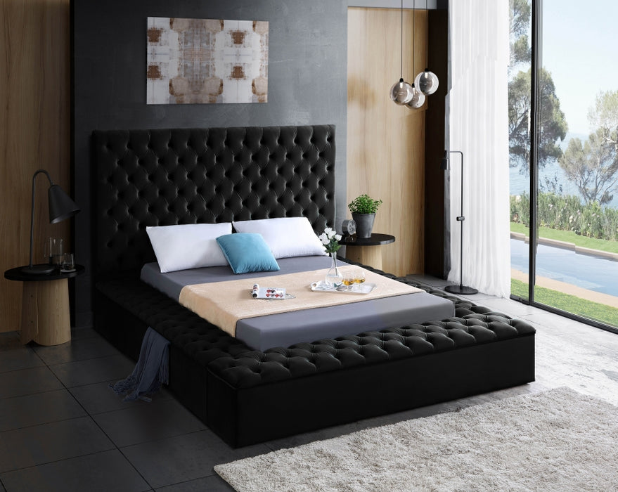 Bliss Velvet Full Bed (3 Boxes) Black - BlissBlack-F