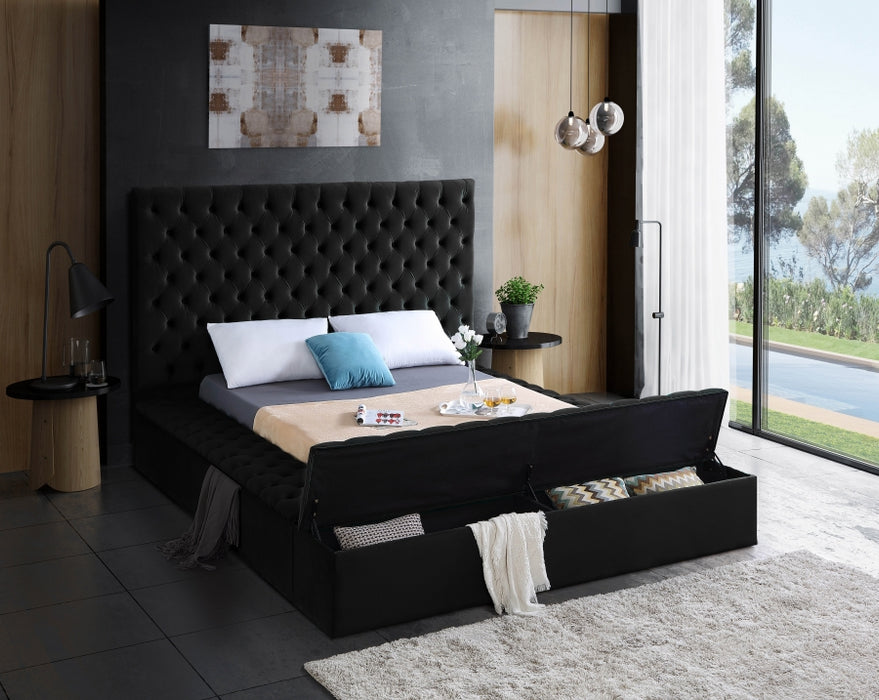 Bliss Velvet Full Bed (3 Boxes) Black - BlissBlack-F