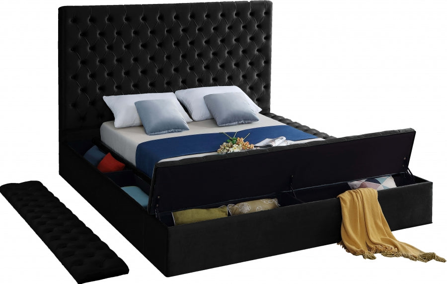 Bliss Velvet Full Bed (3 Boxes) Black - BlissBlack-F