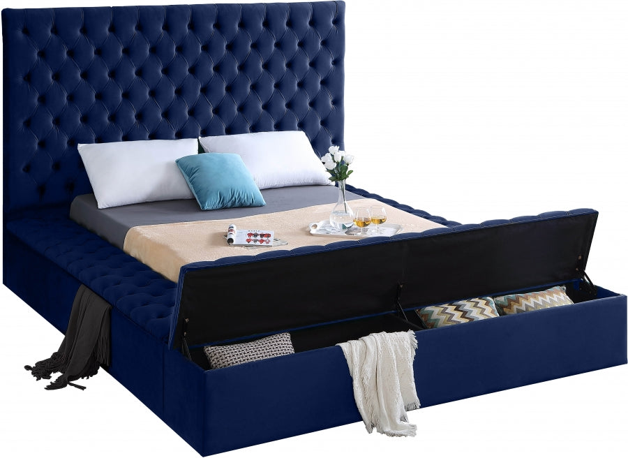 Bliss Velvet Full Bed (3 Boxes) Blue - BlissNavy-F