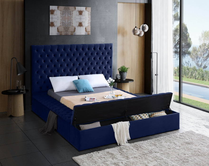 Bliss Velvet Full Bed (3 Boxes) Blue - BlissNavy-F