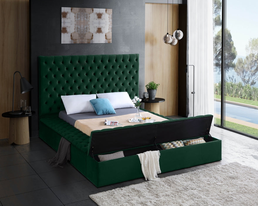 Bliss Velvet Full Bed (3 Boxes) Green - BlissGreen-F