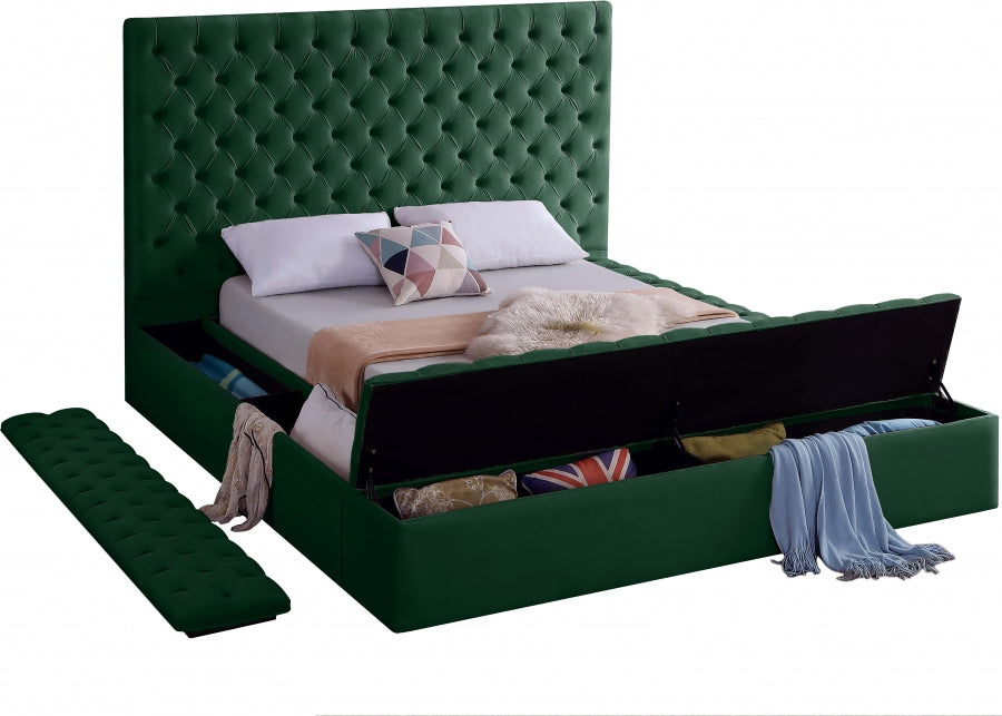 Bliss Velvet Full Bed (3 Boxes) Green - BlissGreen-F