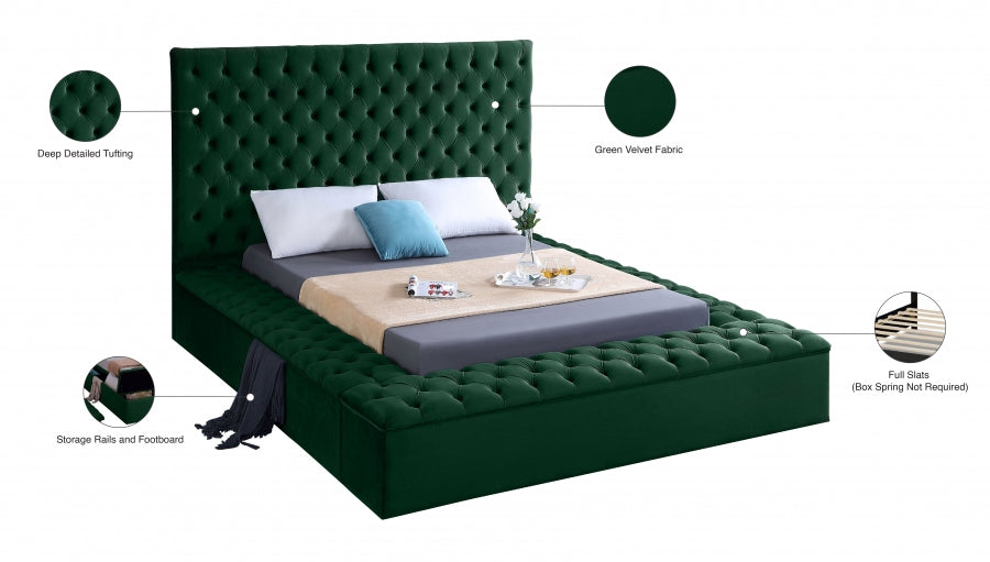 Bliss Velvet Full Bed (3 Boxes) Green - BlissGreen-F