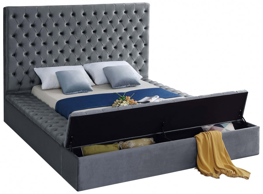 Bliss Velvet Full Bed (3 Boxes) Grey - BlissGrey-F