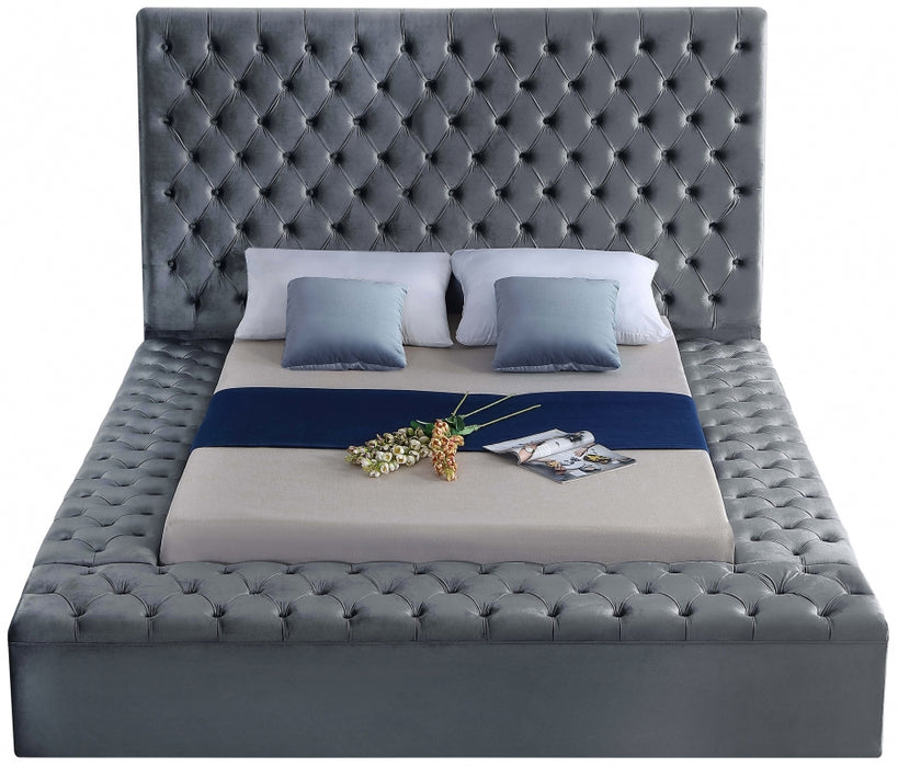 Bliss Velvet Full Bed (3 Boxes) Grey - BlissGrey-F