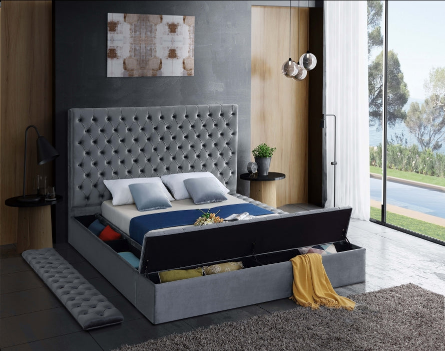 Bliss Velvet Full Bed (3 Boxes) Grey - BlissGrey-F