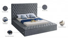 Bliss Velvet King Bed (3 Boxes) Grey - BlissGrey-K