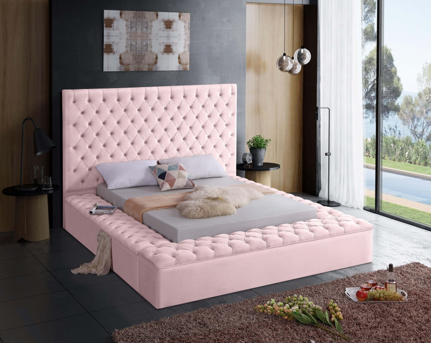 Bliss Velvet King Bed (3 Boxes) Pink - BlissPink-K