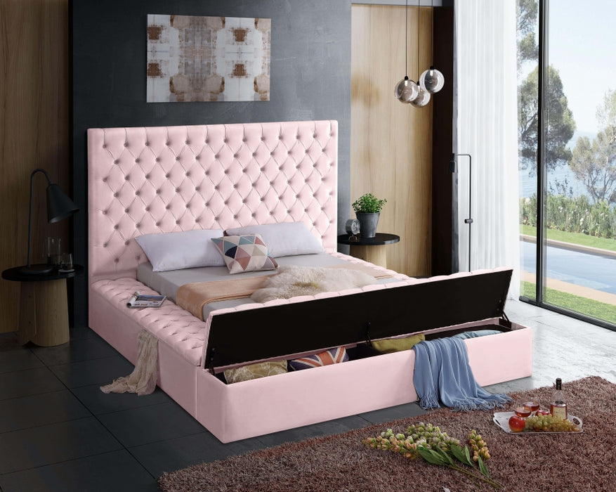 Bliss Velvet King Bed (3 Boxes) Pink - BlissPink-K