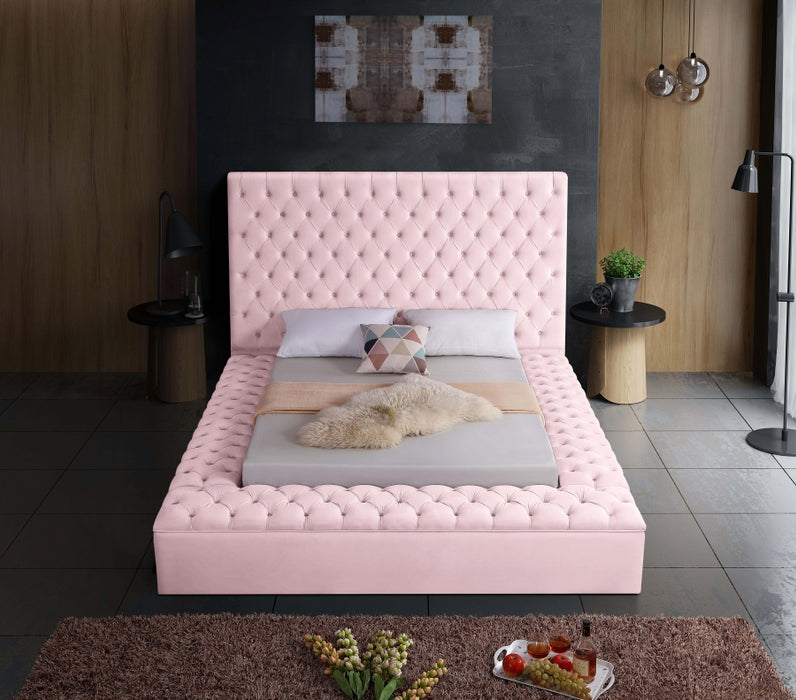 Bliss Velvet King Bed (3 Boxes) Pink - BlissPink-K