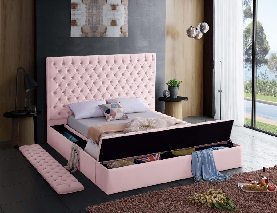 Bliss Velvet King Bed (3 Boxes) Pink - BlissPink-K