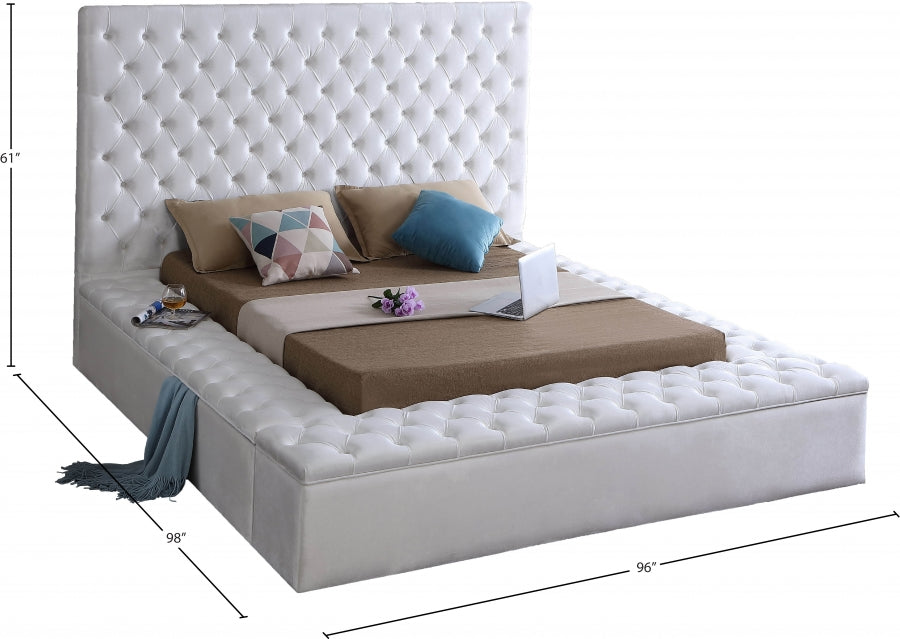 Bliss Velvet King Bed (3 Boxes) White - BlissWhite-K