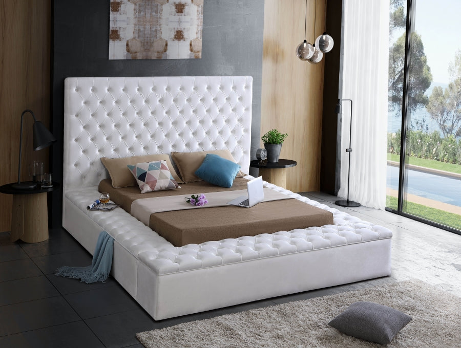 Bliss Velvet King Bed (3 Boxes) White - BlissWhite-K