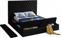 Bliss Velvet Queen Bed (3 Boxes) Black - BlissBlack-Q