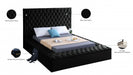 Bliss Velvet Queen Bed (3 Boxes) Black - BlissBlack-Q