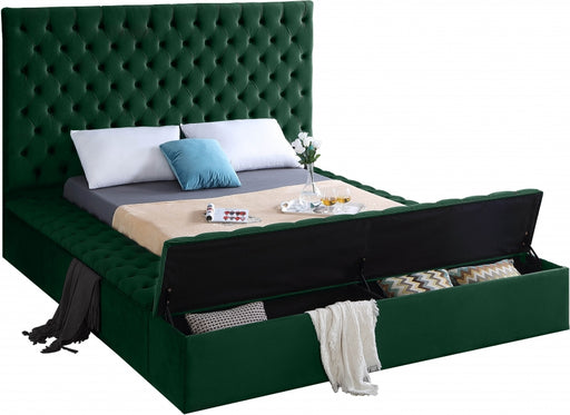 Bliss Velvet Queen Bed (3 Boxes) Green - BlissGreen-Q