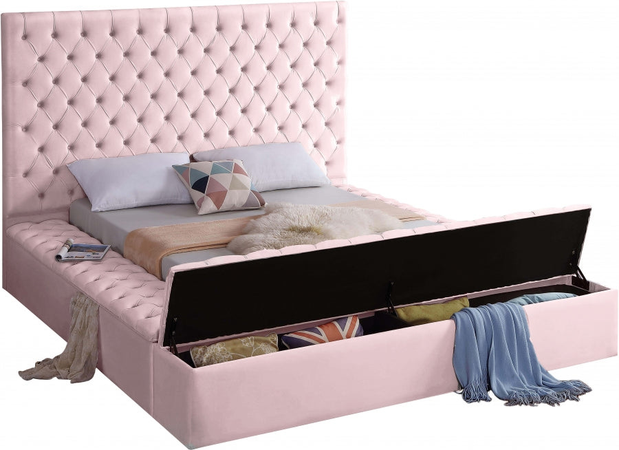 Bliss Velvet Queen Bed (3 Boxes) Pink - BlissPink-Q