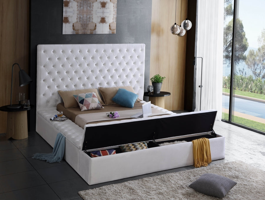 Bliss Velvet Queen Bed (3 Boxes) White - BlissWhite-Q