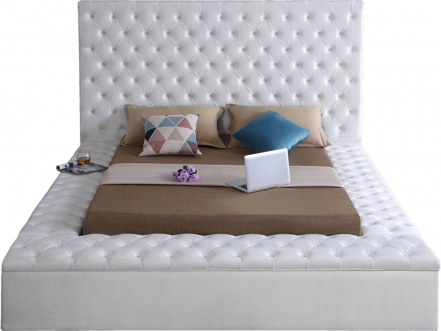 Bliss Velvet Queen Bed (3 Boxes) White - BlissWhite-Q