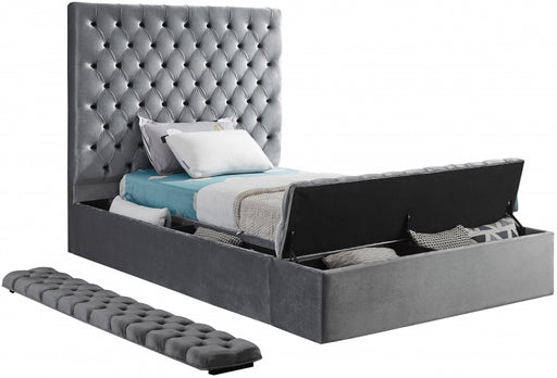 Bliss Velvet Twin Bed (3 Boxes) Grey - BlissGrey-T