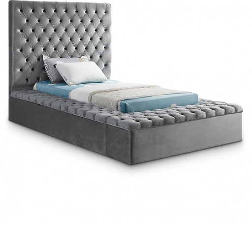 Bliss Velvet Twin Bed (3 Boxes) Grey - BlissGrey-T