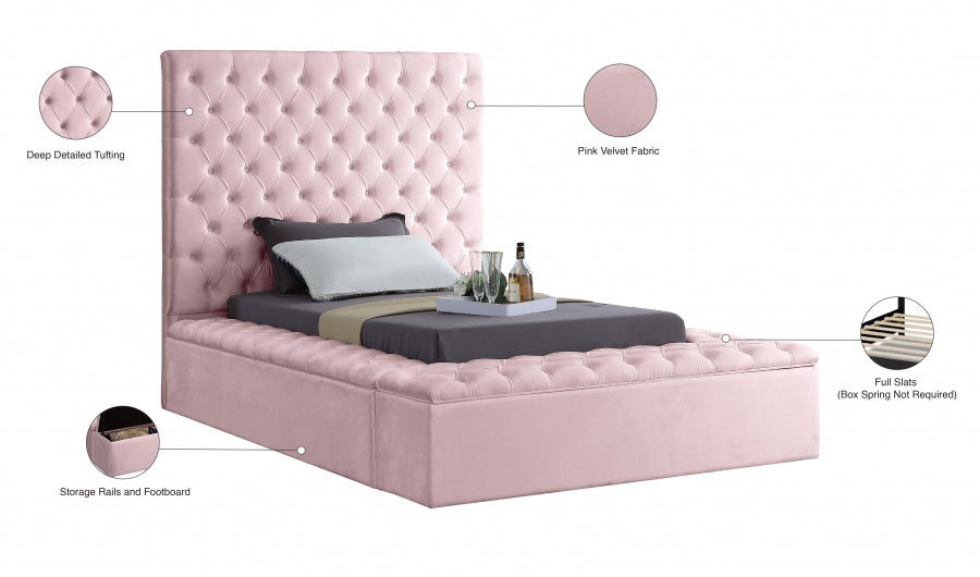 Bliss Velvet Twin Bed (3 Boxes) Pink - BlissPink-T