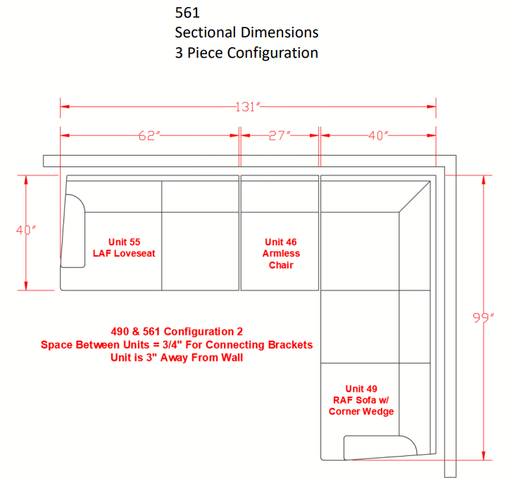 Bovarian Stone RAF Sectional - Gate Furniture