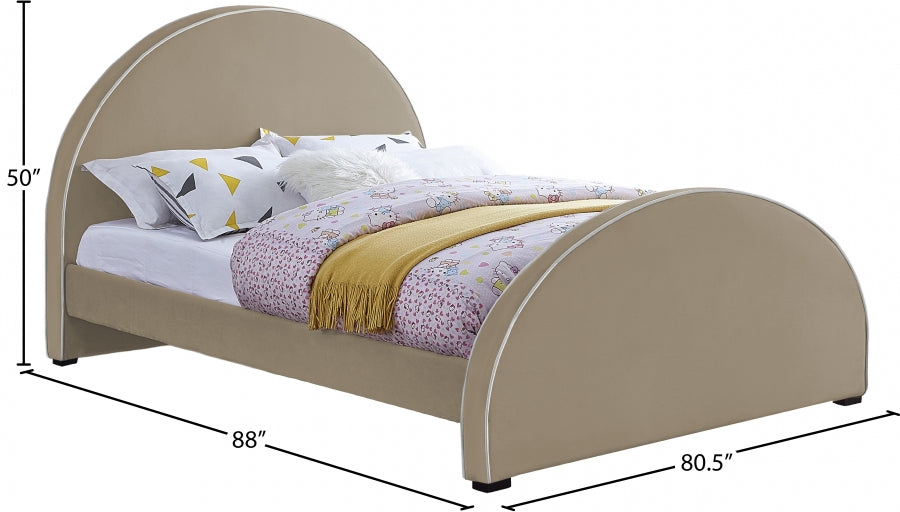 Brody Velvet King Bed Beige - BrodyBeige-K