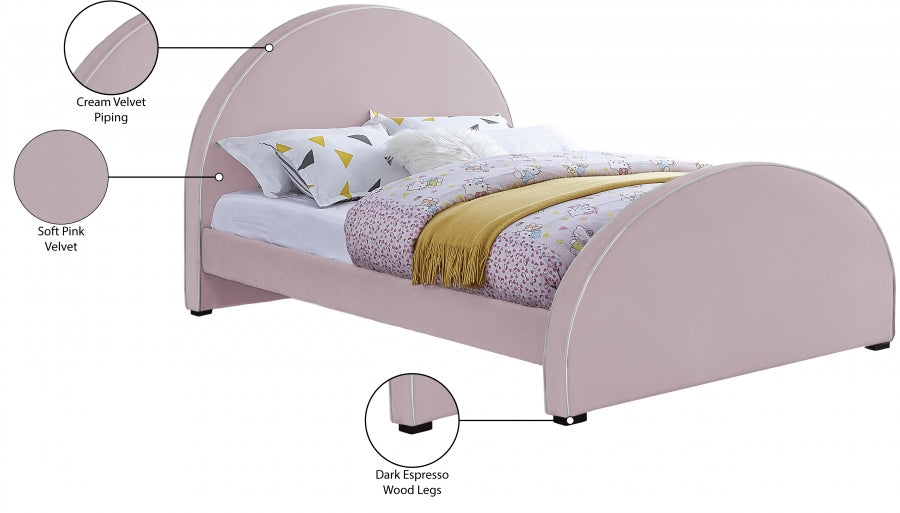 Brody Velvet Queen Bed Pink - BrodyPink-Q