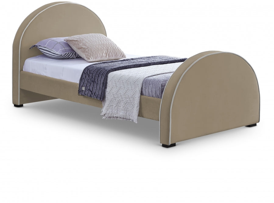 Brody Velvet Twin Bed Beige - BrodyBeige-T