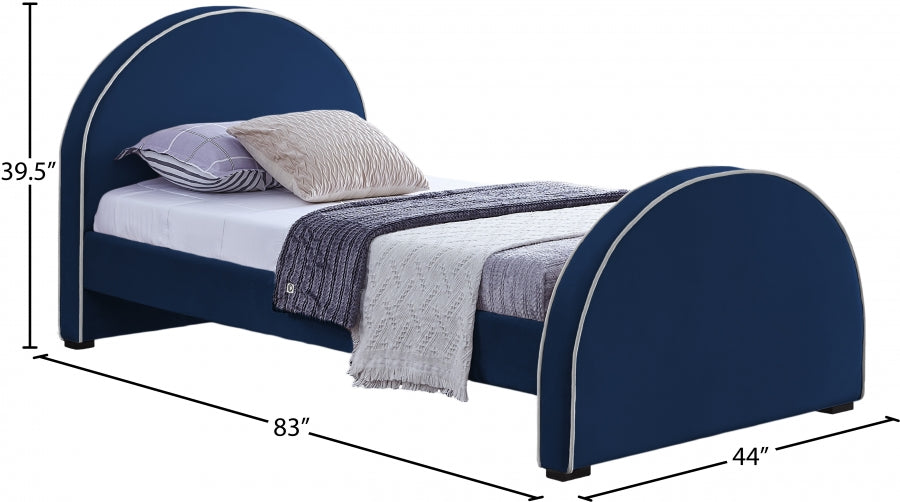 Brody Velvet Twin Bed Blue - BrodyNavy-T