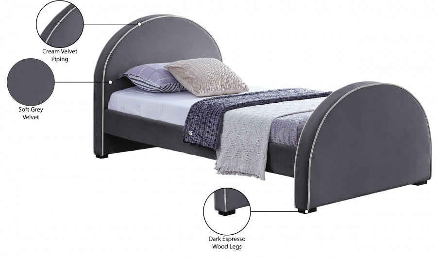 Brody Velvet Twin Bed Grey - BrodyGrey-T