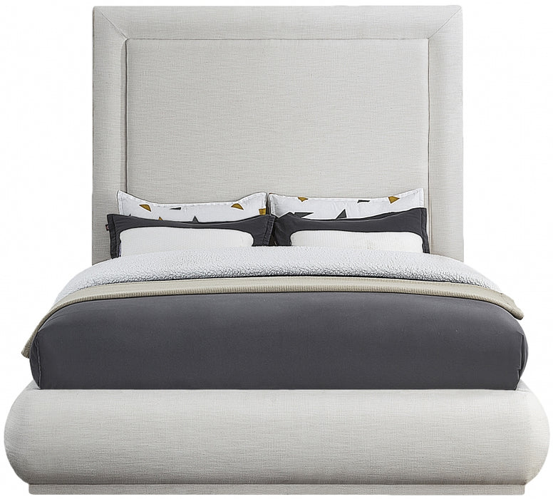 Brooke Linen Textured Fabric King Bed Cream - BrookeCream-K