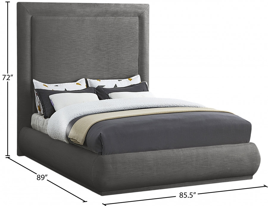 Brooke Linen Textured Fabric King Bed Grey - BrookeGrey-K