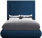 Brooke Linen Textured Fabric Queen Bed Blue - BrookeNavy-Q