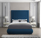 Brooke Linen Textured Fabric Queen Bed Blue - BrookeNavy-Q