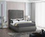 Brooke Linen Textured Fabric Queen Bed Grey - BrookeGrey-Q