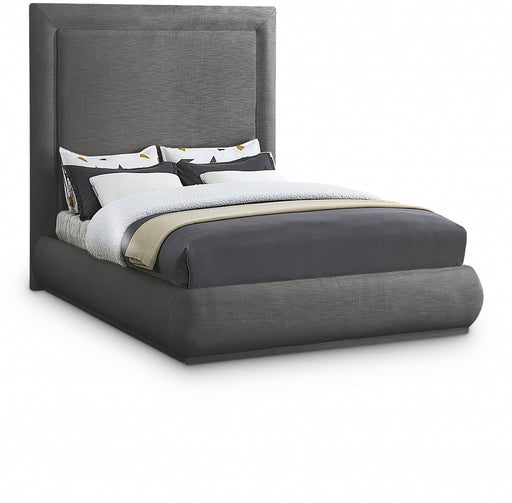 Brooke Linen Textured Fabric Queen Bed Grey - BrookeGrey-Q