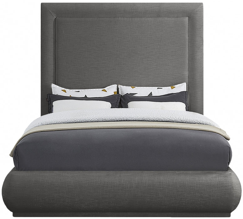 Brooke Linen Textured Fabric Queen Bed Grey - BrookeGrey-Q