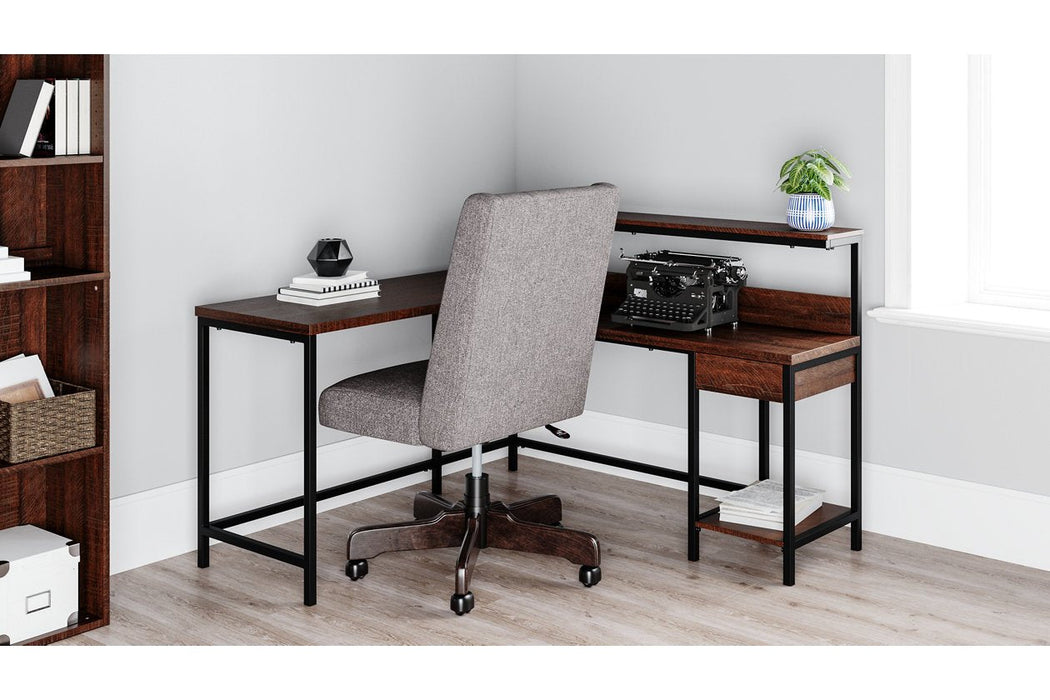 Camiburg Warm Brown Home Office L-Desk with Storage - H283-24 - Gate Furniture