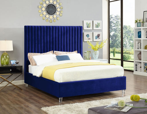 Candace Velvet Full Bed Blue - CandaceNavy-F