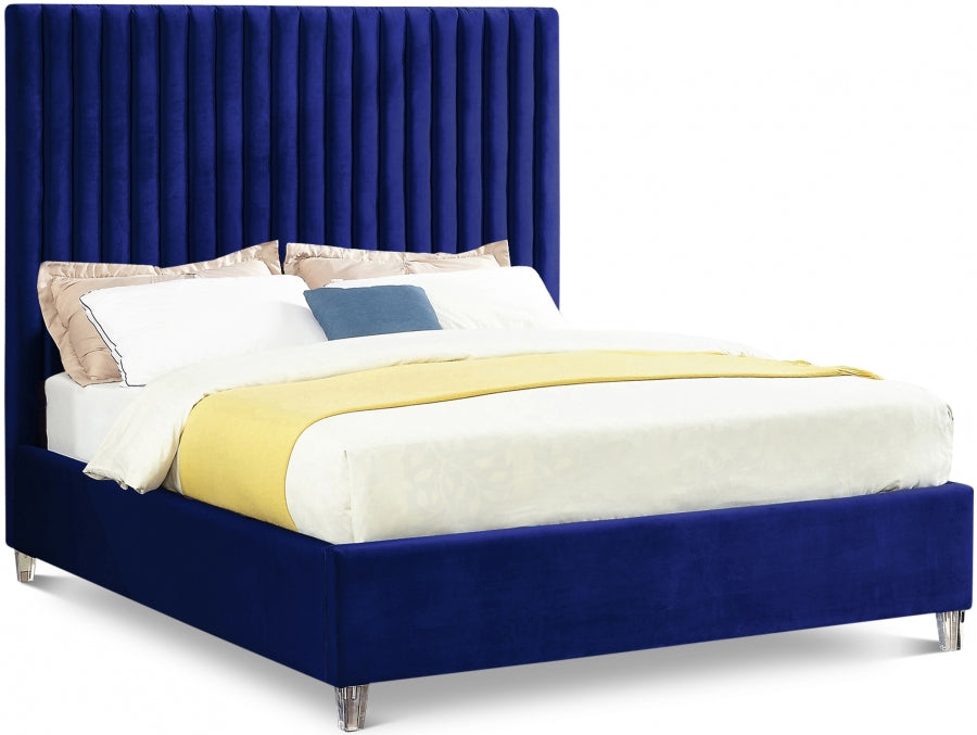 Candace Velvet Full Bed Blue - CandaceNavy-F