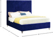 Candace Velvet Full Bed Blue - CandaceNavy-F