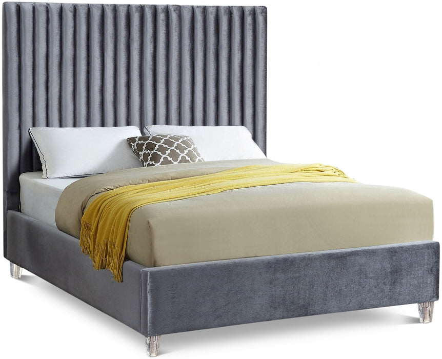 Candace Velvet Full Bed Grey - CandaceGrey-F