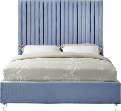 Candace Velvet Full Bed Light Blue - CandaceSkyBlu-F