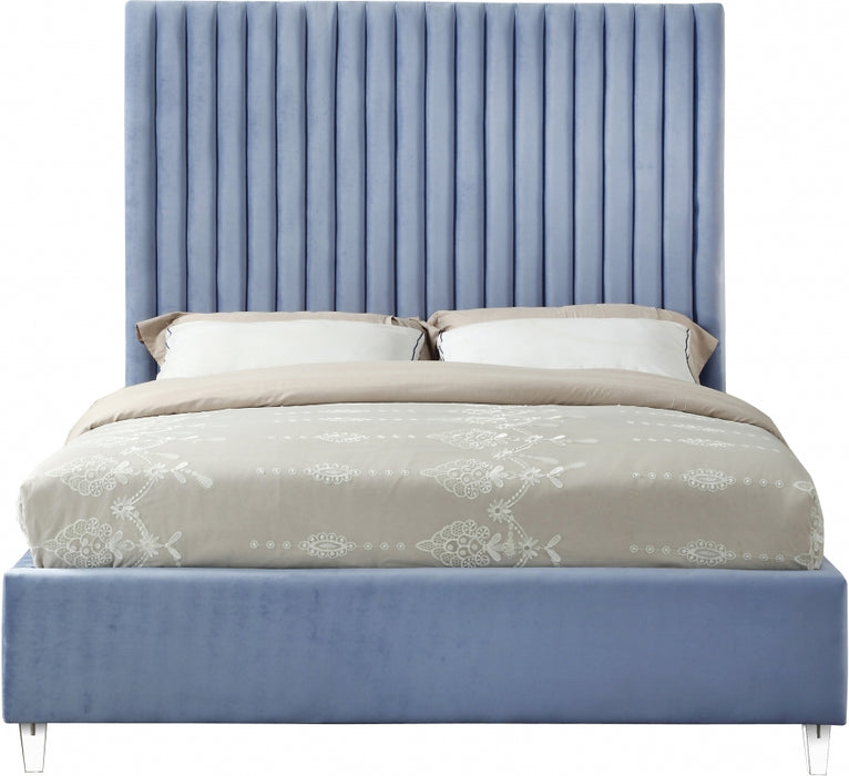 Candace Velvet Full Bed Light Blue - CandaceSkyBlu-F