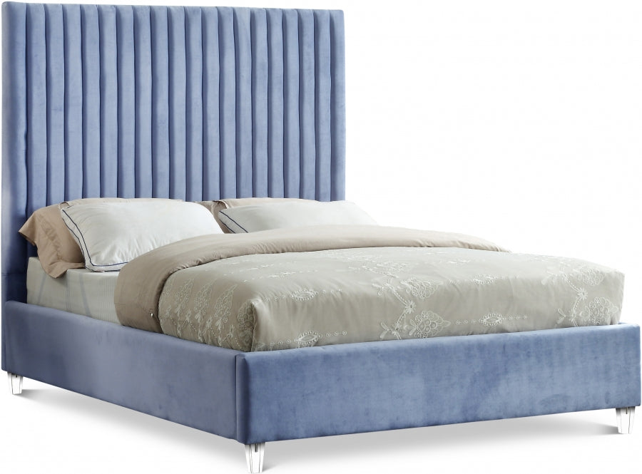 Candace Velvet Full Bed Light Blue - CandaceSkyBlu-F