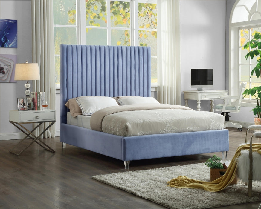 Candace Velvet Full Bed Light Blue - CandaceSkyBlu-F