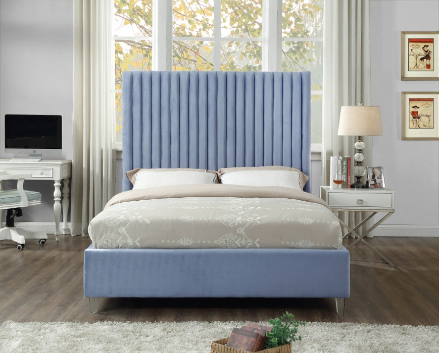 Candace Velvet Full Bed Light Blue - CandaceSkyBlu-F